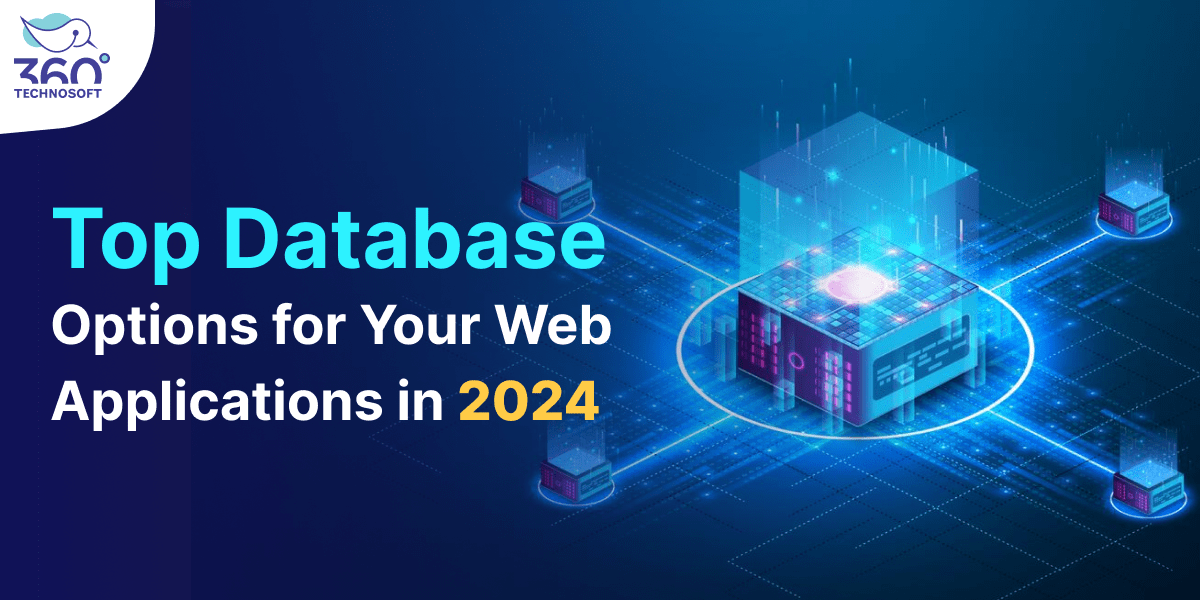 Illustration of various database icons representing the top database options for web applications in 2024.