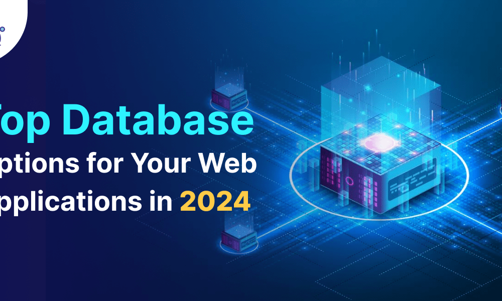 Illustration of various database icons representing the top database options for web applications in 2024.